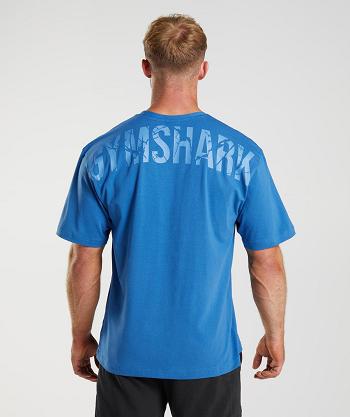 T Shirts Męskie Gymshark Power Niebieskie | PL 3762YXF